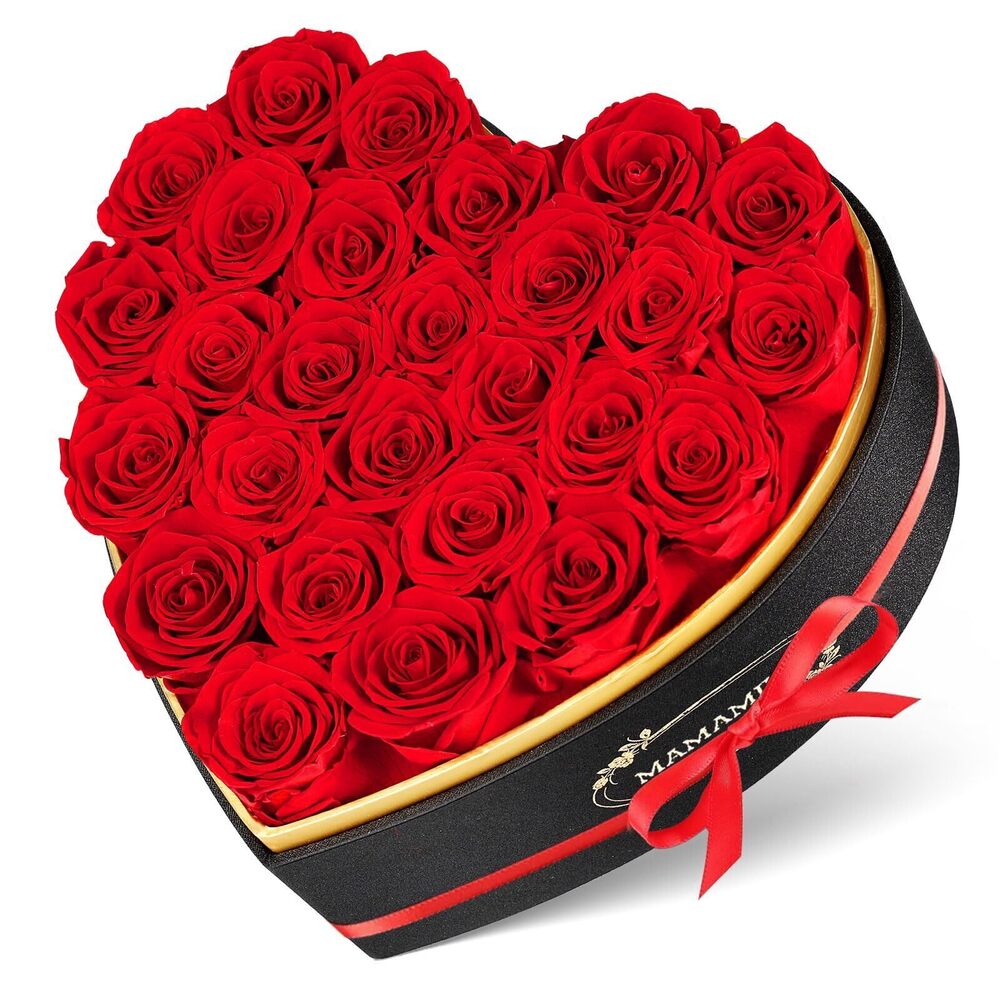 8834 27 Preserved Roses in Heart Shape Gift Box for Her - Forever Flowers